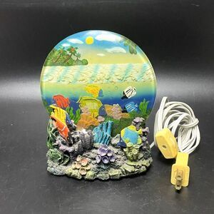 Lamp Table Home Vintage Tropical Coral Reef Fish Round 3D Plaque Figurine Sea